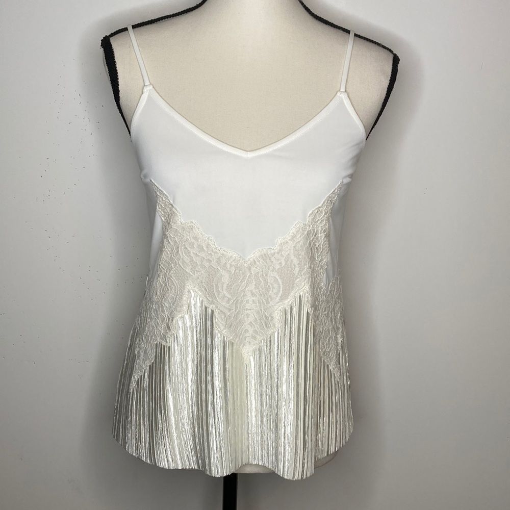 Express Top Cami White Lace Pleating Cami Top